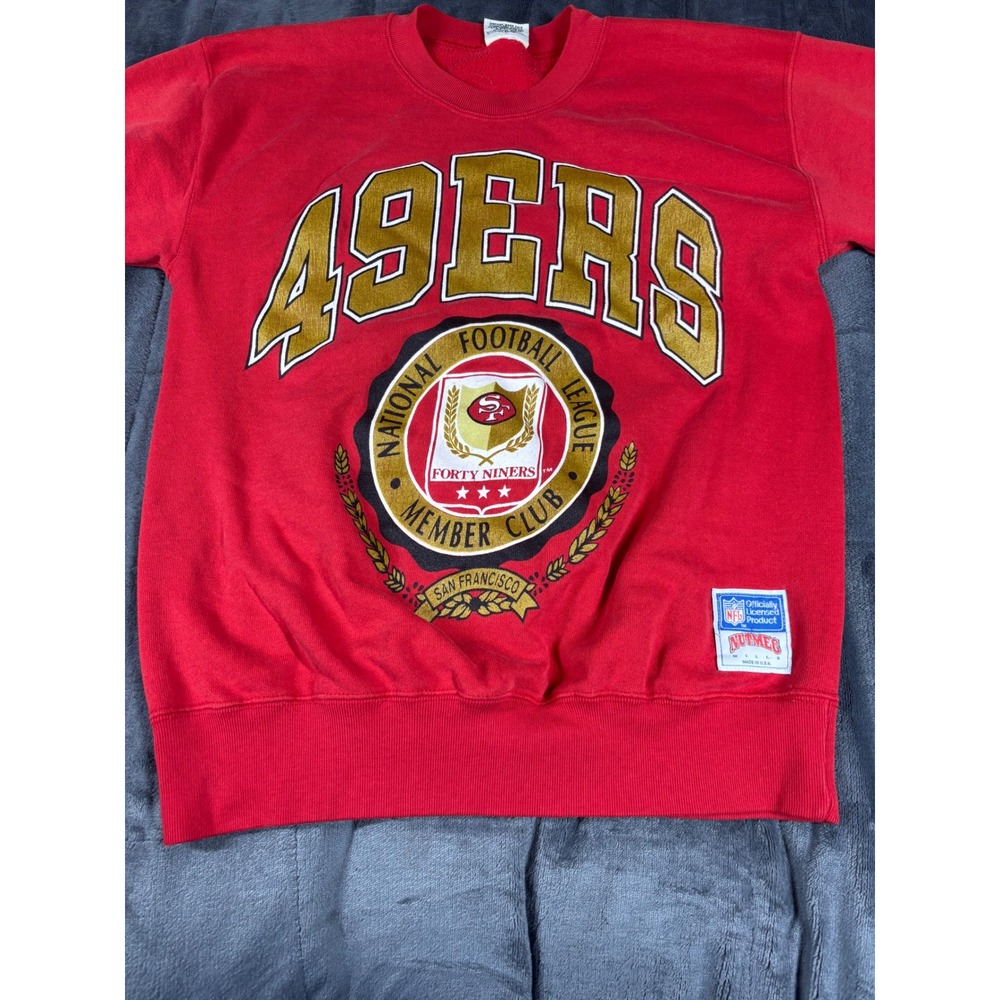 Vintage Nutmeg Mills San Francisco 49ers NFL Sweatshirt Red Mens Medium USA Made - Picture 2 of 11
